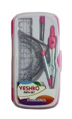 ست هندسه 7 تکه وشکو VESHKO | پرگار فلزی، خط‌کش، نقاله و گونیا - Image 4